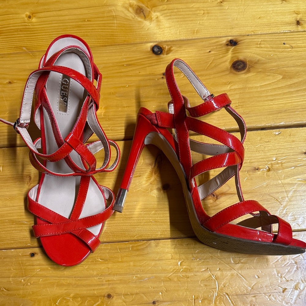 Guess Red Strappy Heels